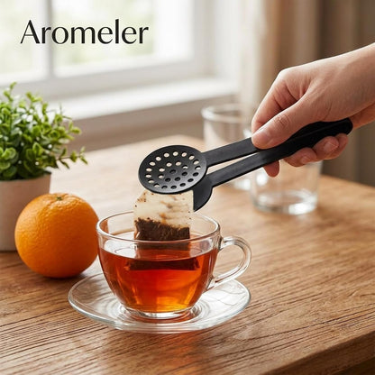 Black Tea Bag Squeezer Tongs, Stainless Steel Teabag Strainer Dispenser Tea Filter Spoon Clamp Dispenser Accessories for Gripping Teabags Ice Sugar Lemon Slice