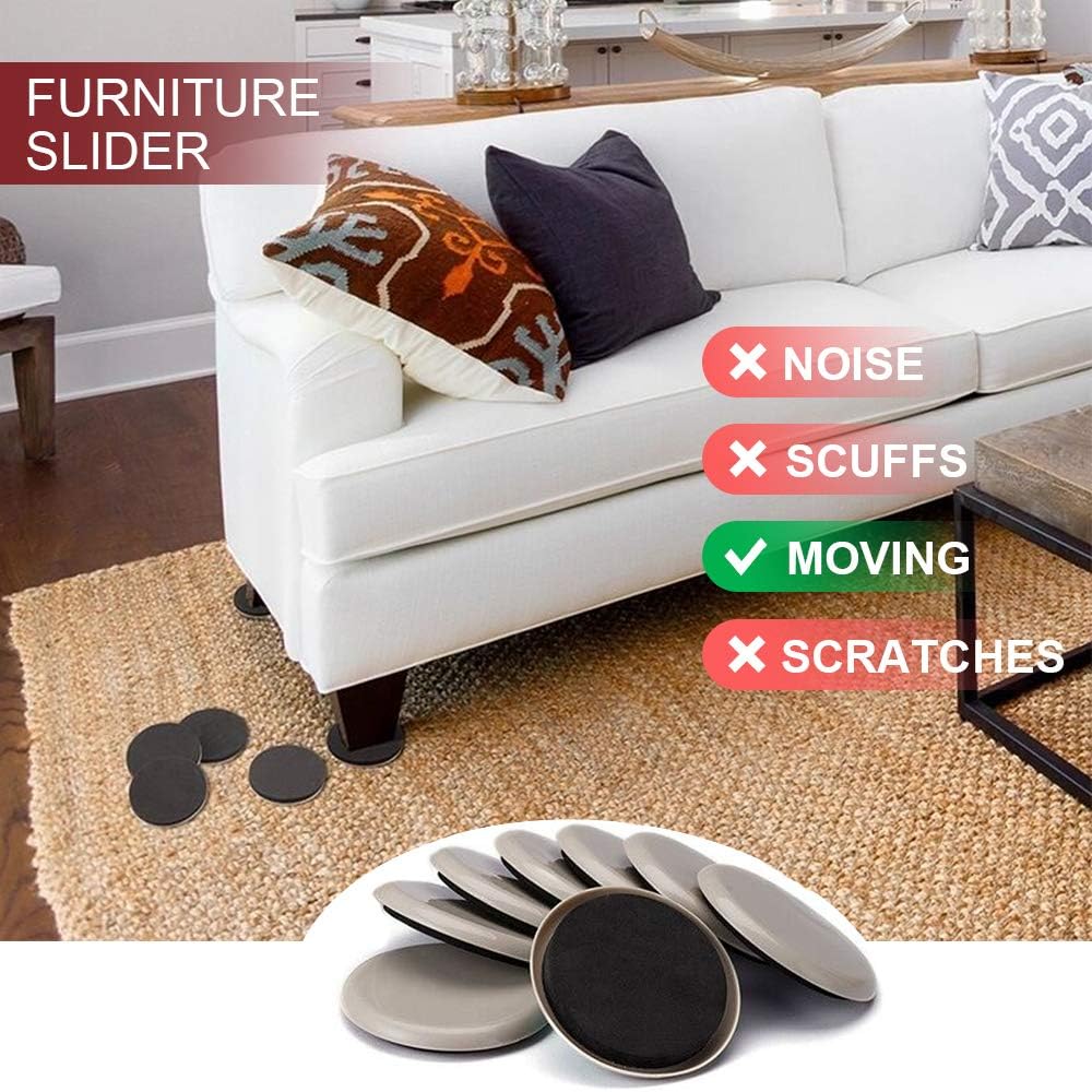 Furniture Sliders, 20pcs-3 1/2” Furniture Sliders for Carpet, Furniture Pads Hardwoods Floors, Heavy Duty Furniture Movers Sliders, Reusable Furniture Moving Pads, Floor Protectors for Carpet