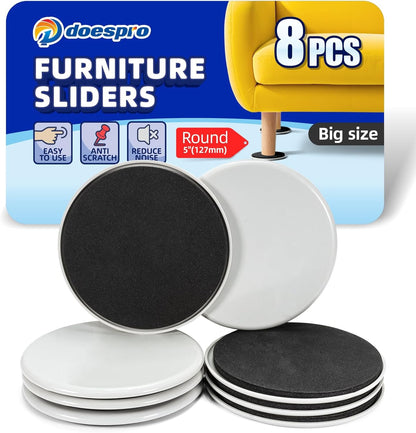 40PCS 1.4" Furniture Sliders for Hardwood Floors & Carpet, Self-Stick | PE Round Furniture Pads & Chair Glides for Hardwood Floors, Floor Protectors for Moving Furniture & Kitchen Appliances Easily