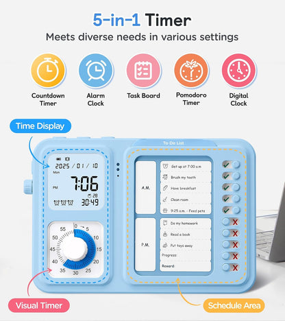 3-in-1 Visual Timer & ADHD Tool for Kids|Adults
