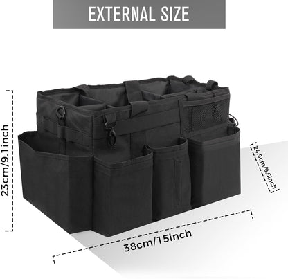 SCAVATA Wearable Cleaning Caddy, Cleaning Caddy Supplies Organizer with Handle & Shoulder Straps for Housekeepers, Under Sink & Car Cleaning Tool Organizers Bag with 4 Foldable Divider (NavyBlue)
