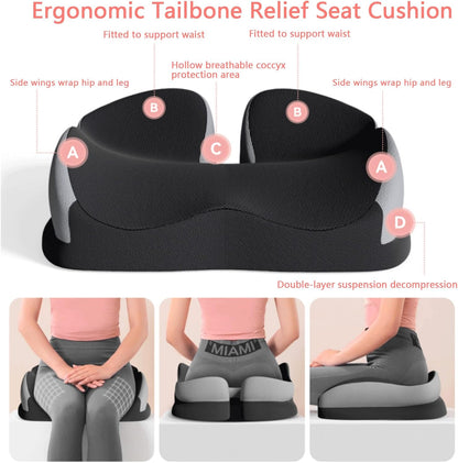 Memory Foam Ergonomic Seat Cushion for Office Chairs Pain Relief