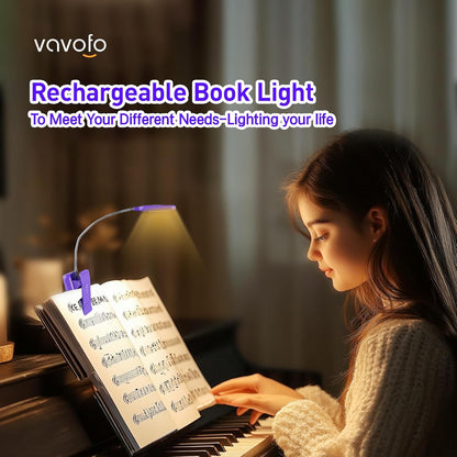 VAVOFO Rechargeable Reading Light, Clip on Book Light for Reading in Bed