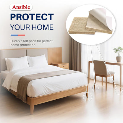 Ansible Felt Furniture Pads Chair Leg Floor Protectors 1" 60PCS | Felt Pads for Hardwood Floors,Self-Adhesive, Reduce Noise and Anti-Scratches,Easy to Install,Beige,Round