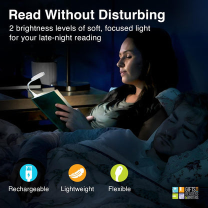 Gifts for Readers & Writers Rechargeable Book Light for Kids, Clip On Reading Light for Bed, 2in1 Flexilight Pals & Bookmark, 12 Hours of Light Once Charged, Includes USB Cable & 2 LED Lights, Dog