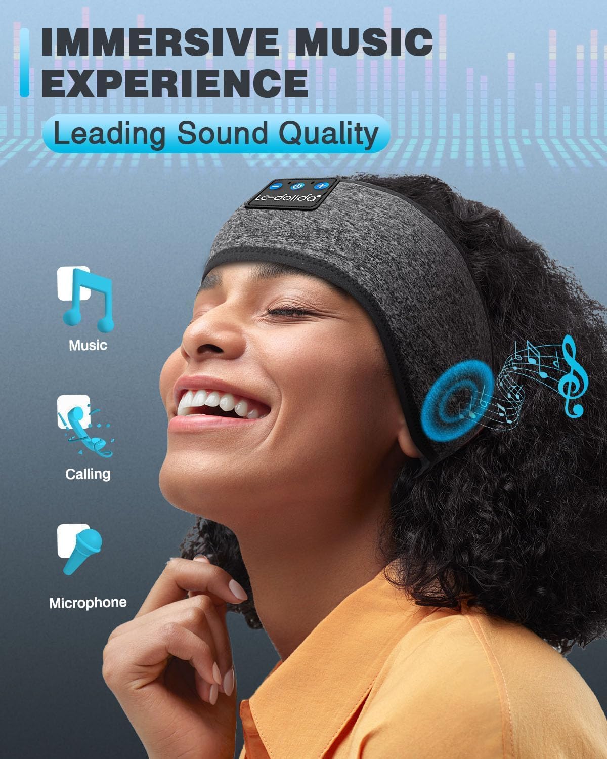 LC-dolida Sleep Headphones Bluetooth 5.4, Headband Headphones Earphones Wireless, Sleep Mask for Gifts,Workout,Jogging,Yoga(Purple)