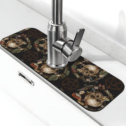 Wildflowers Floral Flower Kitchen Sink Splash Guard Faucet Mat Super Absorbent Fast Drying Mat Sink Gadgets-Fast Drying Pad Sink Mat For Kitchen Bathroom (15" X 5.5" )