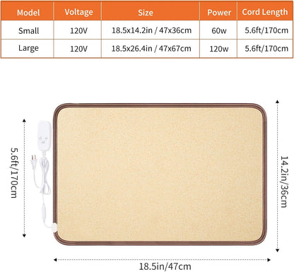 Large Heated Floor Mat, Under Desk Foot Warmer, 10 Temp Levels & Auto Shut Off Timer, Energy-Saving, Waterproof, for Office, Home, Study Play Room 120V 120W 18.5x26.4 inch NM
