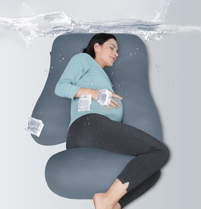 MOON PARK Pregnancy Pillows for Sleeping - 57 Inch U Shaped Full Body Maternity Pillow with Removable Cover - Support for Back, Legs, Belly, Hips - Pregnancy Pillow for Women - Grey