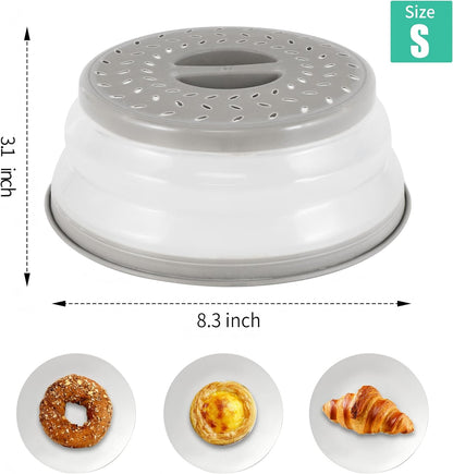 Collapsible Microwave Food Cover, Splatter Guard,Vented Microwave Lid for Food, BPA free TPR, Dishwasher safe，12inch,Grey
