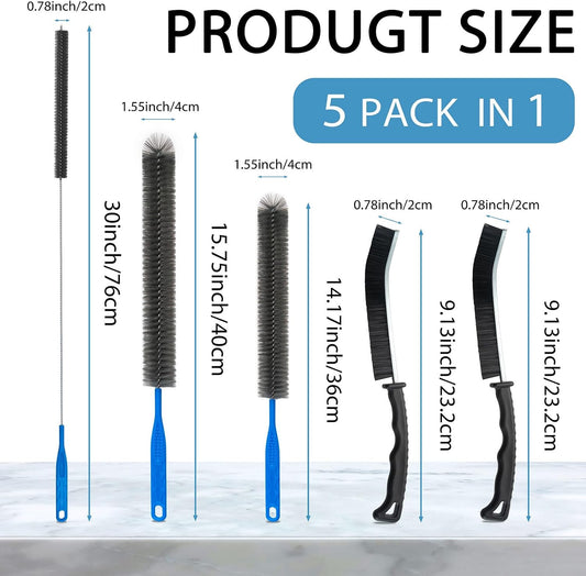 Dryer Vent Brush and Refrigerator Coil Cleaning Brush - Professional Appliance Cleaning Brush Set Dryer Vent Brush Kit with Long Handle for Lint Trap, Condenser, Radiator,grout brush for Deep Cleaning