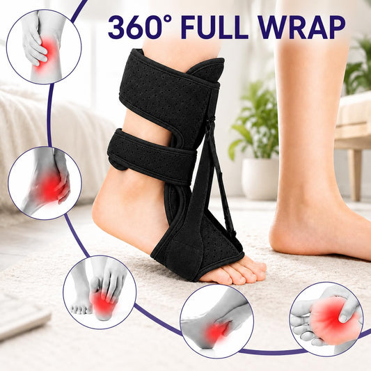 LILILI Plantar Fasciitis Night Splint, 3 Adjustable Straps Foot Brace, Relief Achilles Tendonitis, Foot Drop and Heel Spur, Breathable Day & Night Comfort for Men & Women