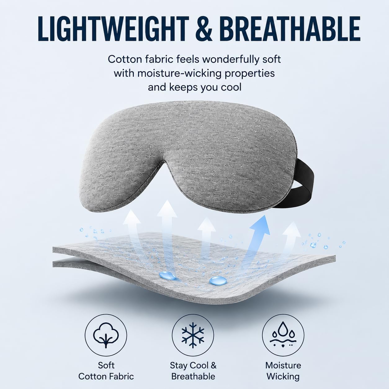 ALASKA BEAR 3 Pack Sleep Eye Masks Organic Cotton Cool Bamboo | 100% Light Blocking, Lightweight for Home or Travel Use