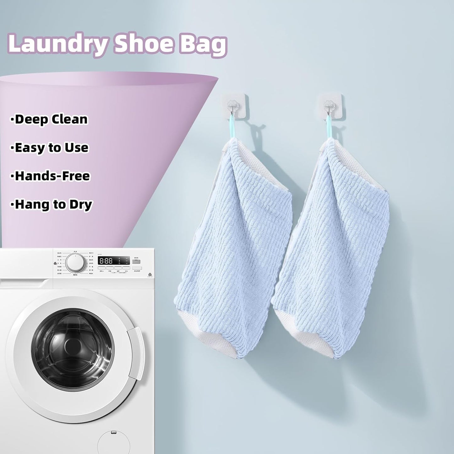 Shoe Washing Machine Bag Shoe Laundry Bags for Sneakers Reusable 2pc Shoes Cleaning Bags 360° Deep Clean for All Shoes Types With Invisible Zipper