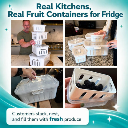 Fruit Containers for Fridge 5 Pack Airtight with Colander Lids
