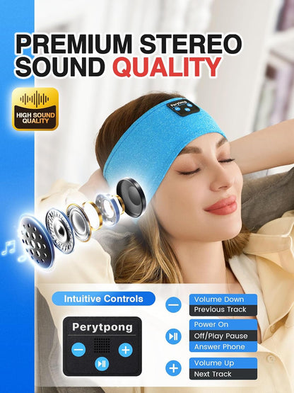 Perytong 2 Pack Sleep Headphones, Sleeping Headphones | Bluetooth Headband with Ultra-Thin HD Stereo Speaker, Wireless Headphone for Sports, Insomnia, Yoga, Air Travel, Meditation