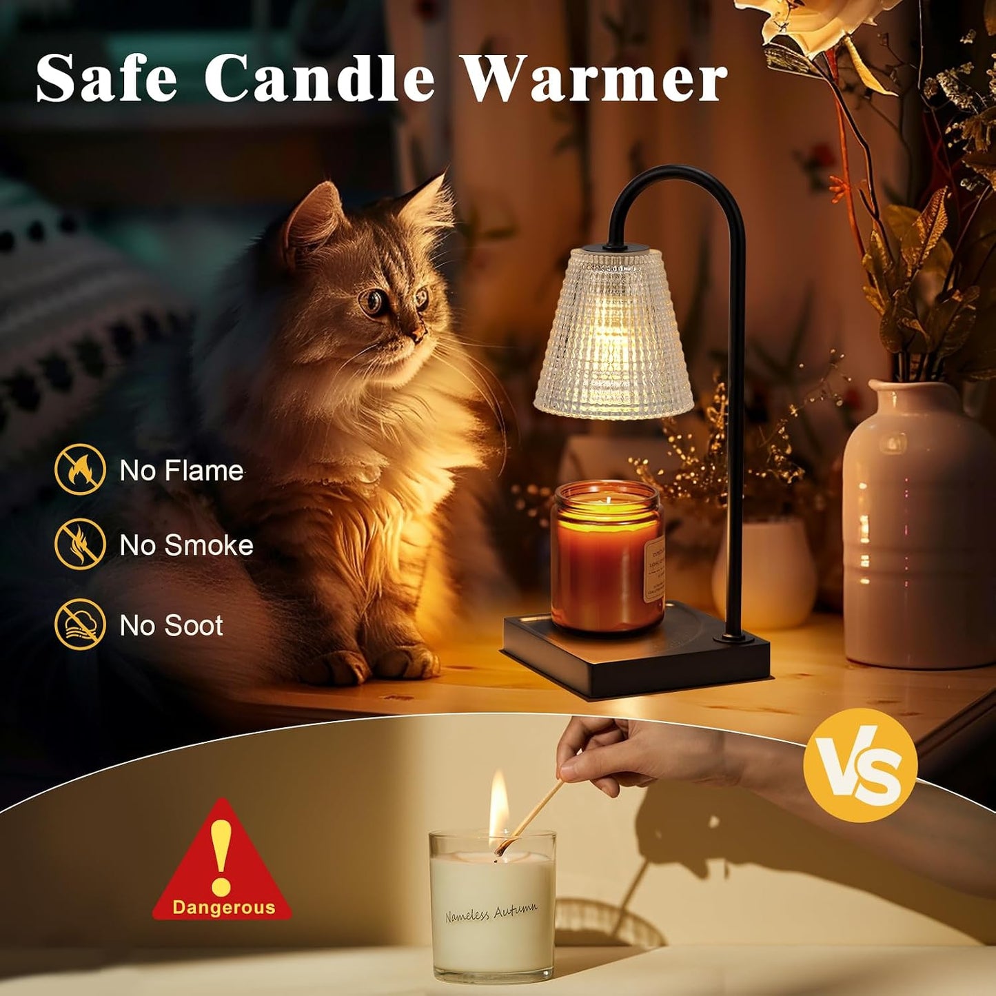 Hong-in Candle Warmer Lamp with Timer, House Warming Gifts New Home Decor | Dimmable & Adjustable Height, Electric Wax Warmer for Scented Wax Jar Candles,Gifts for Women Mom Sister