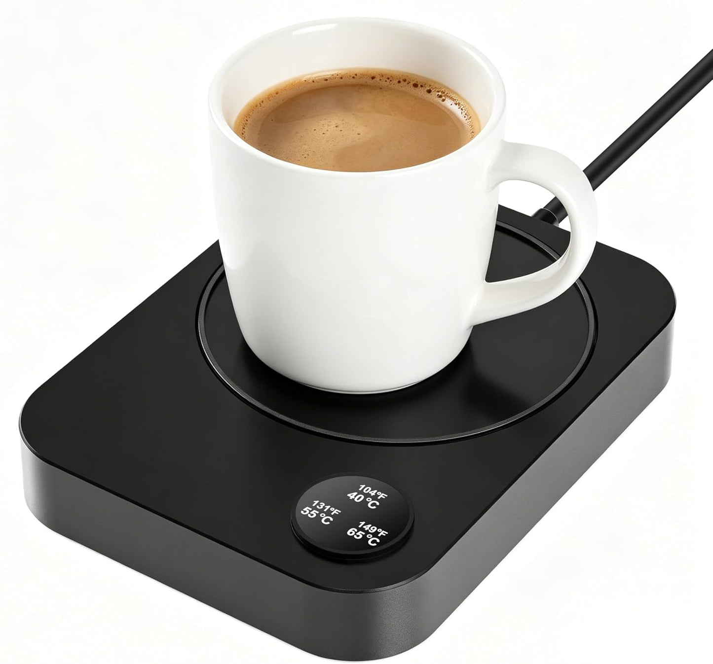 Coffee Mug Warmer for Desk with 3 Temperature Settings & Auto Shut Off, Warmer for Tea, Milk, Coffee, Candle, Coffee Cup Warmer for Office and Home Black (Medium)