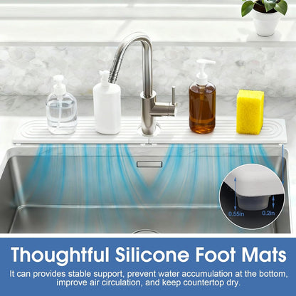 24 Inch Kitchen Sink Splash Guard, Sink Splash Guard Behind Faucet, Silicone Faucet Handle Drip Catcher Tray Mat for Kitchen, Bathroom Counter, Dark Gray, 23.6" x 4"