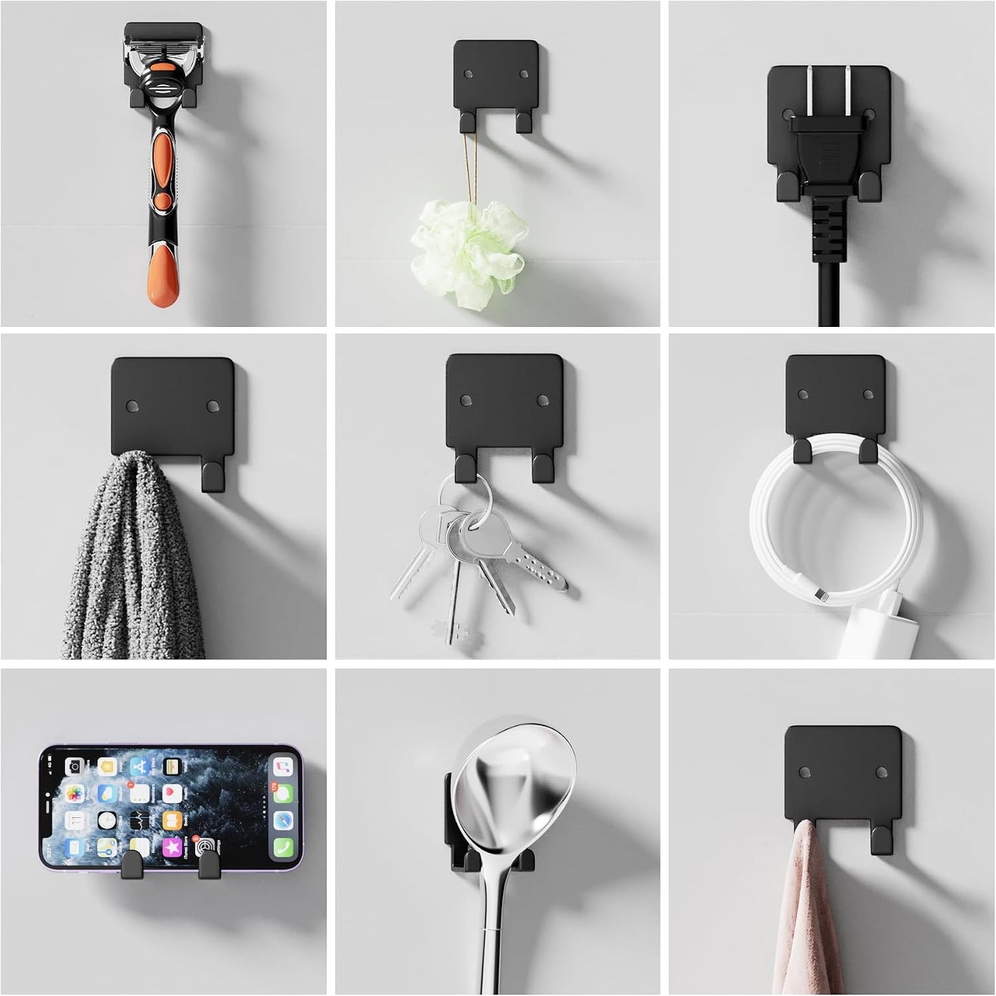 GTK Key Holder for Wall Key Hooks with Tray and 6 Hooks, Wall Mounted Key Holder for Hallway, Key Rack with Shelf for Mail Storage (Black)