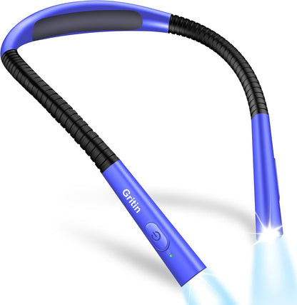 Gritin Book Light, Eye Caring 4-Color&5-Brightness Neck Light Reading Light | Stepless Dimming, 30-min Timer, 80+ Hrs Runtime, Bendable Round Neck Design, Lightweight for Reading, Knitting, Repairing