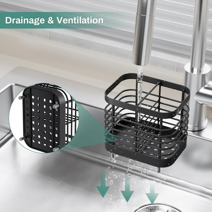 Stainless Steel Electric Toothbrush Holder for Bathroom with Drainage | Anti-Slip Countertop Tooth Brush Holder Caddy Stand, Toothbrush and Toothpaste Organizer, Black Bathroom Accessories Decor