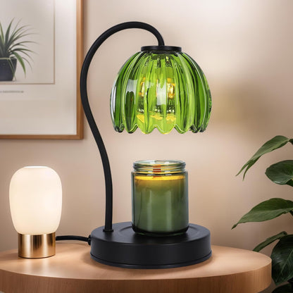 Electric Candle Warmer Lamp with Timer & Dimmer, Gray Tulip Lampshade