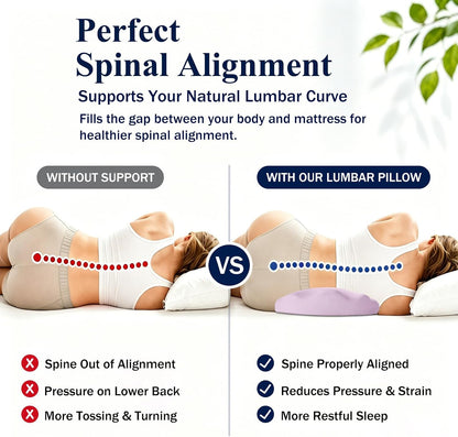 Fledano Lumbar Support Pillow for Bed – Memory Foam Lower Back Pain Relief Pillow for Sleeping, Ergonomic Lumbar Pillow for Side & Back Sleepers, Sciatica & Hip Pain Relief, Washable Cooling Cover