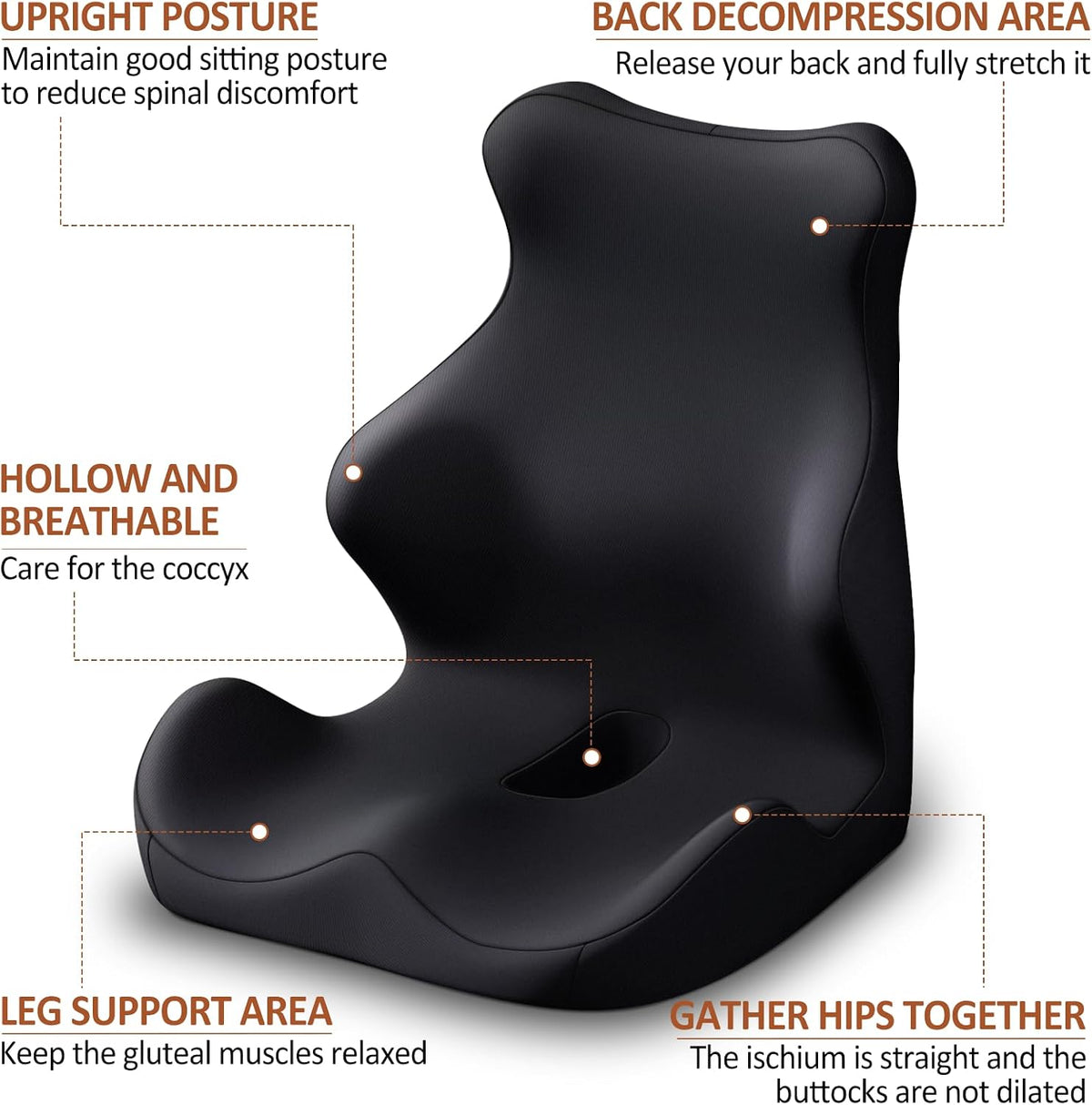 Seat Cushion with Back Support,Lumbar Support Pillow for Office Chair,office chair cushion for Sciatica and Hemorrhoid Relief,Tailbone Pain，Memory Foam Seat Cushion with L-Shaped Ergonomic Design