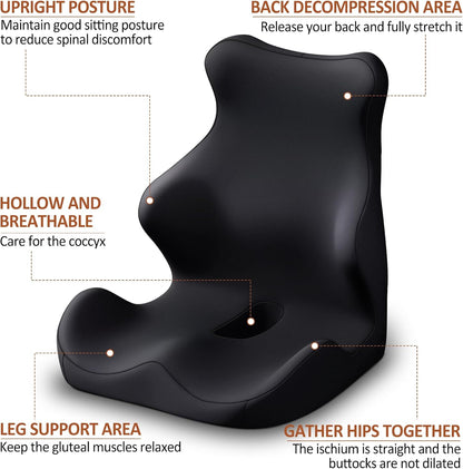 Seat Cushion with Back Support,Lumbar Support Pillow for Office Chair,office chair cushion for Sciatica and Hemorrhoid Relief,Tailbone Pain，Memory Foam Seat Cushion with L-Shaped Ergonomic Design