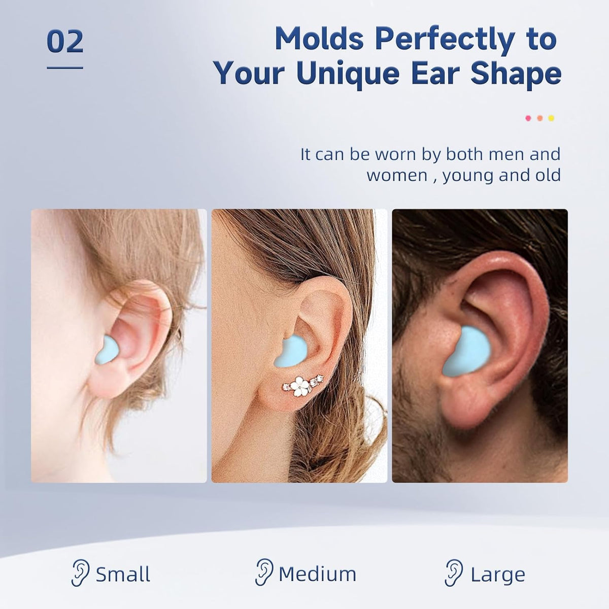LYSIAN 27dB Moldable Silicone Ear Plugs for Sleep and Swim, 6 Pairs, Blue