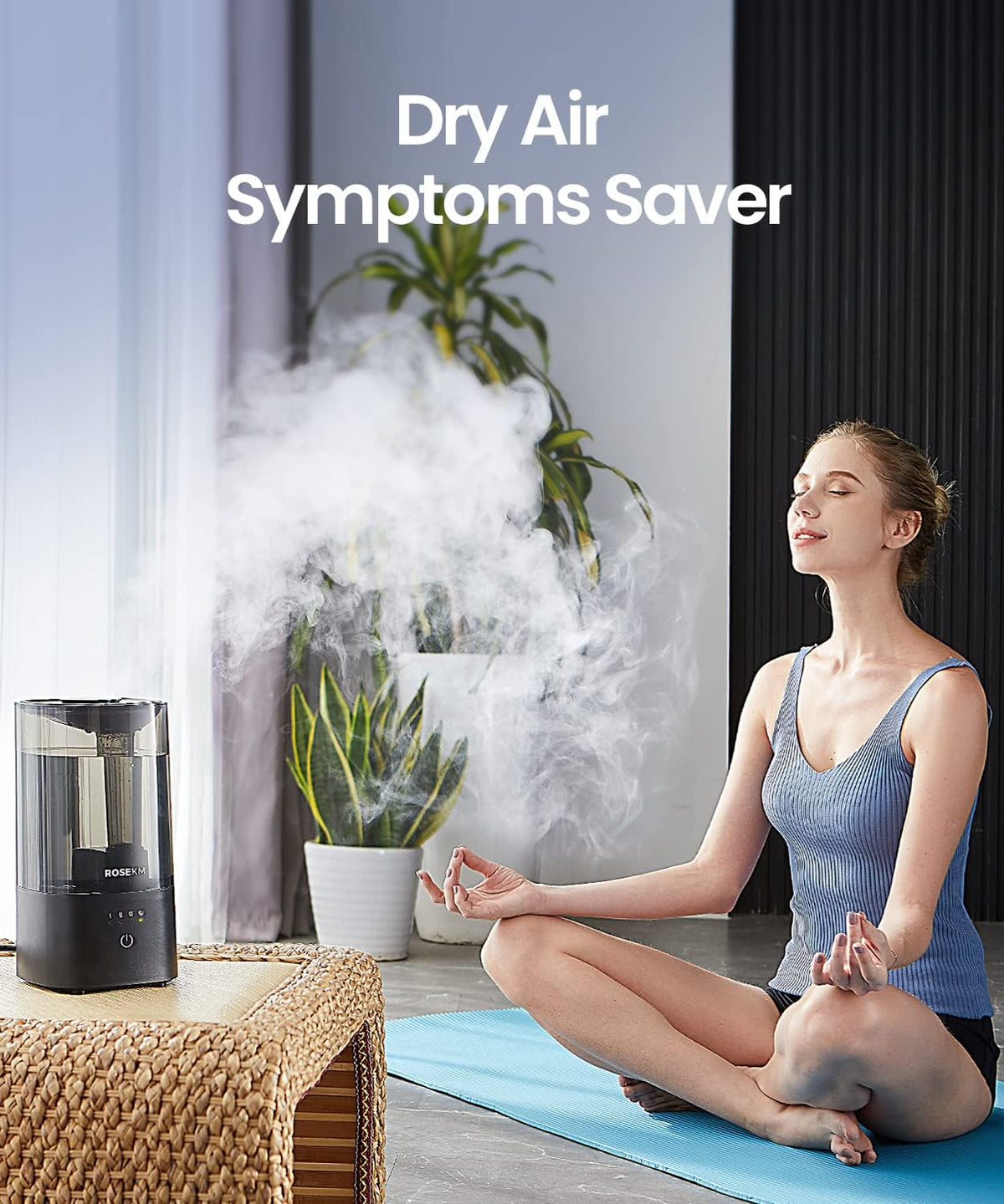 ROSEKM 2L Cool Mist Humidifier for Bedroom and Plants, Quiet, Black