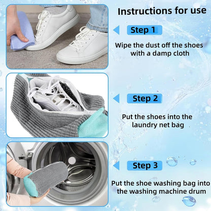 Reusable Shoe Washing Machine Bag & Shoes Laundry Bag for Washer and Dryer, with Self-Locking Zipper, 360° Deep Cleaning, Protects Shoes & Washer – Also Acts as Shoe Dryer Bag for Sneakers (1, grey)