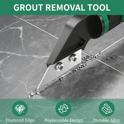 6 in 1 Caulking Tool & Caulk Remover Tool Kit with Dual-End Multi-Function Handle – Grout Removal Tool & Scraper for Bathroom, Kitchen, Tile Sealing