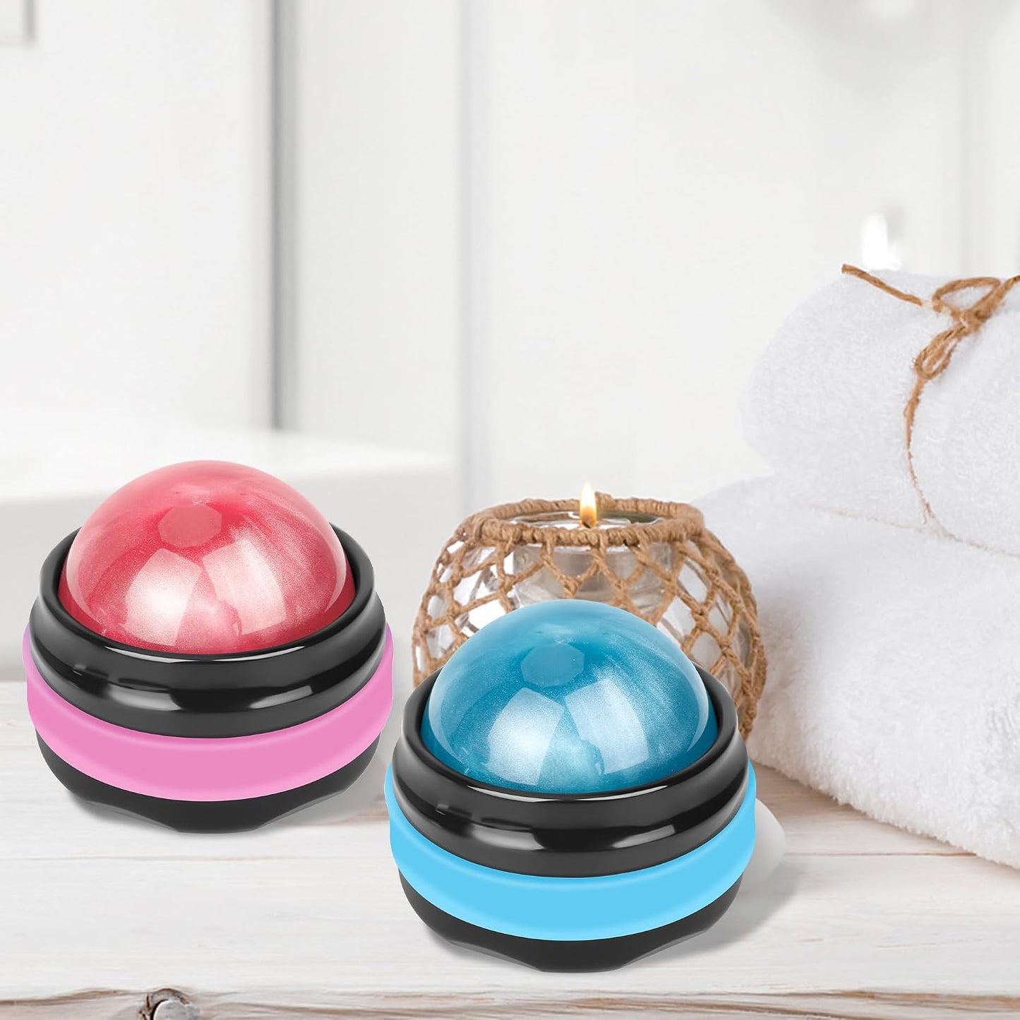 Coolrunner Massage Ball, 2-Pack Handheld Manual Roller Massager | Self Massage Therapy and Relax Full Body Tools, For Sore Muscles, Shoulders, Neck, Arms, Legs, Back, Foot, Body