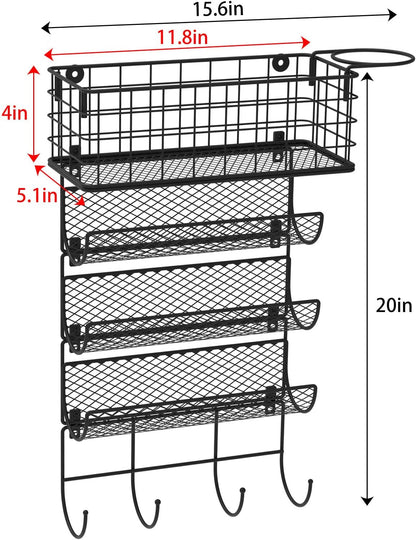 Wall-Mounted Hair Dryer Holder Styling Tool Organizer 4-Shelf Storage Wire Basket with Hook Heat Safe Rack for Hair-Straighteners,Curling Wands,Flat Iron,Cabinet Door Bathroom Kitchen White