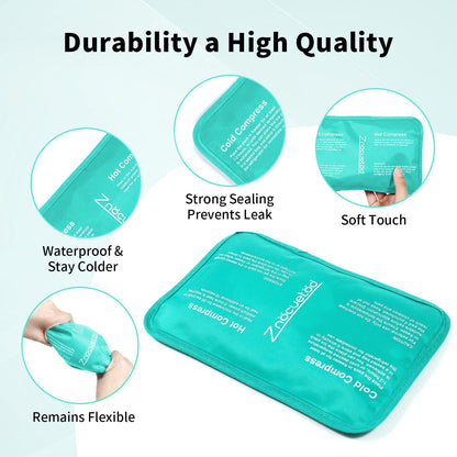 Gel Ice Packs for Injuries Reusable 2 Packs Hot Cold Gel Wrap with Strap