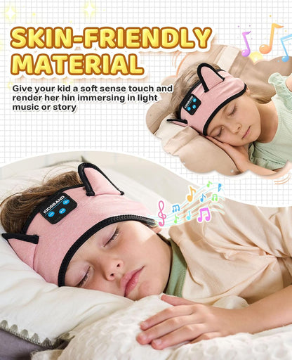 KIDSBAND Kids Bluetooth Headphones, Sleep Headband [Wireless & Wired Playback 2in1] Foldable Headphones for School/Travel/Tablet/Sleep