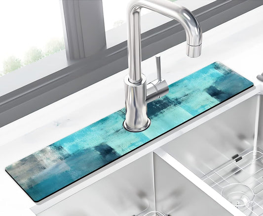 Kitchen Sink Splash Guard Faucet Mat Super Absorbent Fast Drying Mat Sink Gadgets Splash Guard Behind Faucet Drip Catcher for Kitchen (Pink Red Roses Floral, 23.5x5.5in)