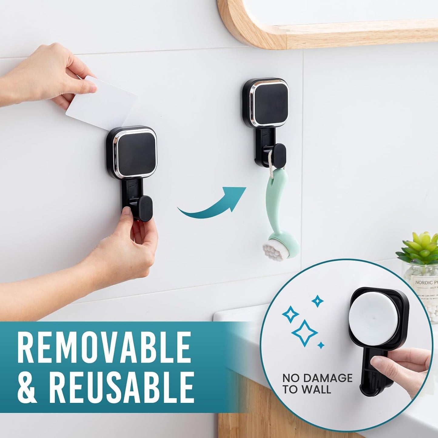 TAILI 2 Pack Upgraded Suction Cup Razor Holder for Shower Waterproof, Black | Visible Safety Indicator, Rust-Resistant Bathroom Organizer, No-Drill Glass Shower Wall Hook for Towel,Loofah,Razor,Squeegee
