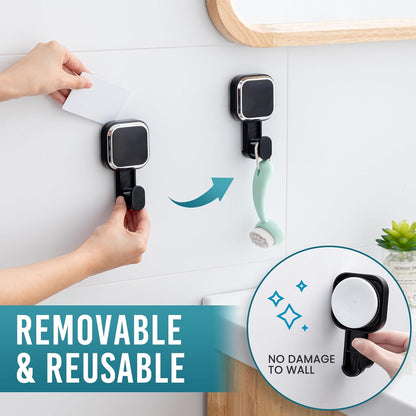 TAILI 2 Pack Upgraded Suction Cup Razor Holder for Shower Waterproof, Black | Visible Safety Indicator, Rust-Resistant Bathroom Organizer, No-Drill Glass Shower Wall Hook for Towel,Loofah,Razor,Squeegee