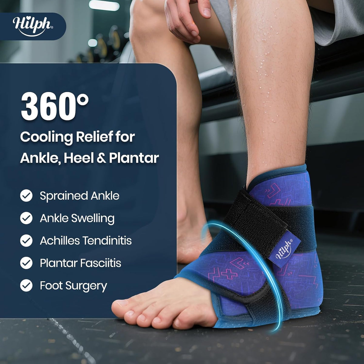 Hilph Ankle Heel Ice Pack Wrap for Swelling, Achilles Tendonitis, Sprain