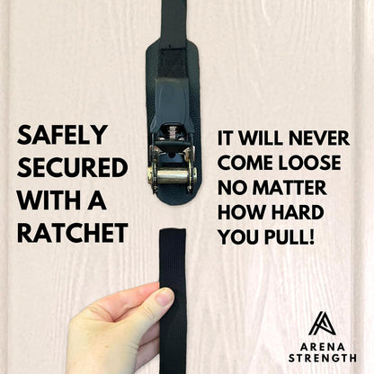Multi Loop Door Anchor Strap - Heavy Duty Resistance Band Attachment with 9 Adjustable Anchor Points, Easy Installation & Exercise Guide for Full Body | Fits Doors Up to 9 Ft, Black