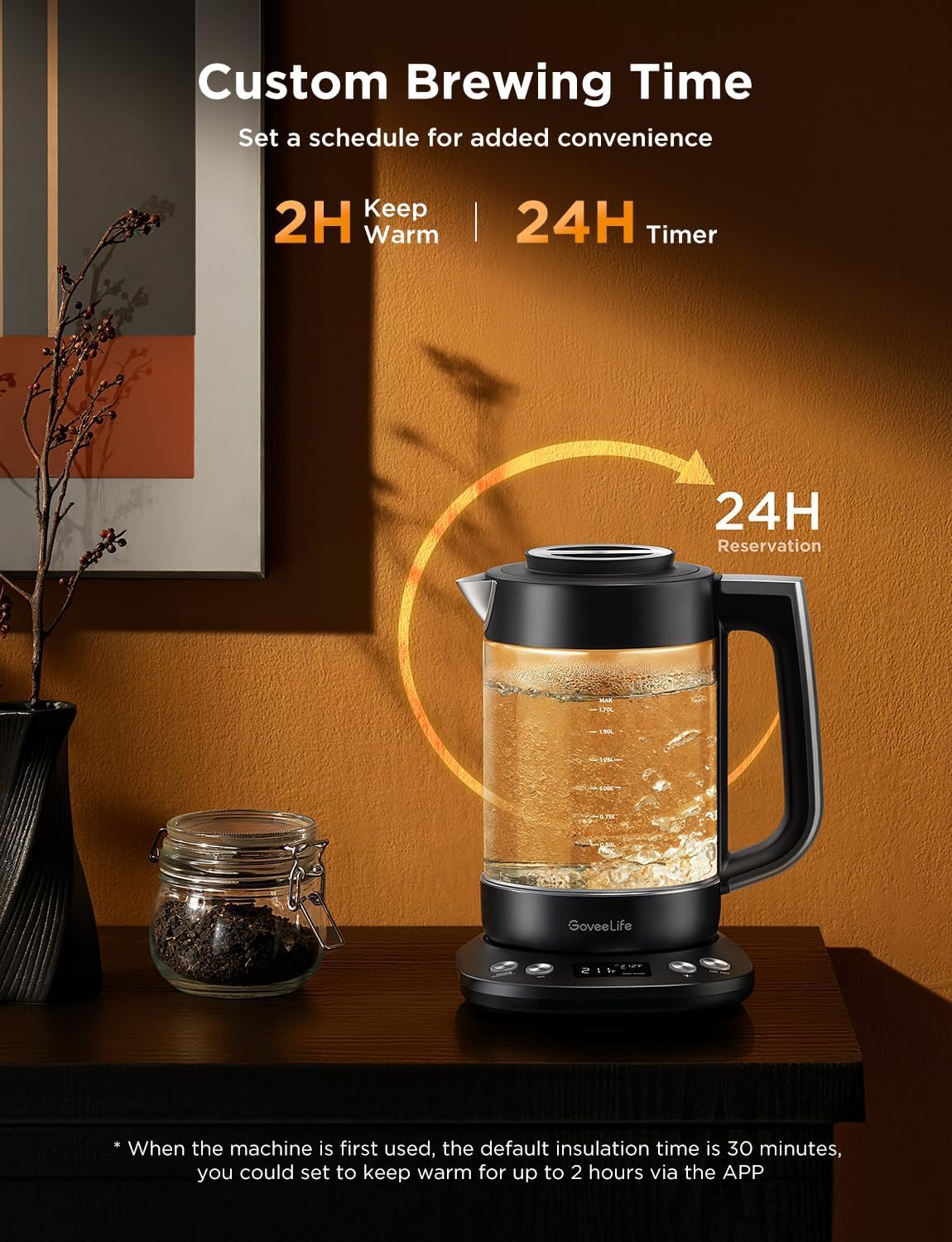 GoveeLife Smart Electric Kettle with Tea Infuser for Loose Leaf, 1.7L Black