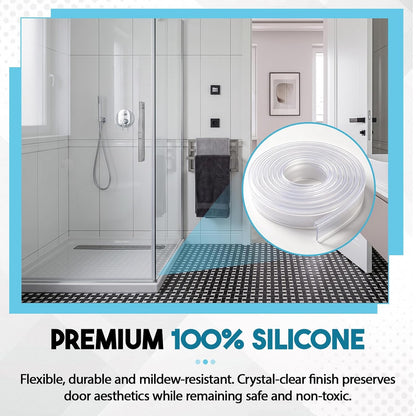 Lineshading 2 Pack Vinyl Shower Door Bottom Seal, 36-inch Shower Door Bottom Sweep Strip, Clear(3 Horizontal Bars)
