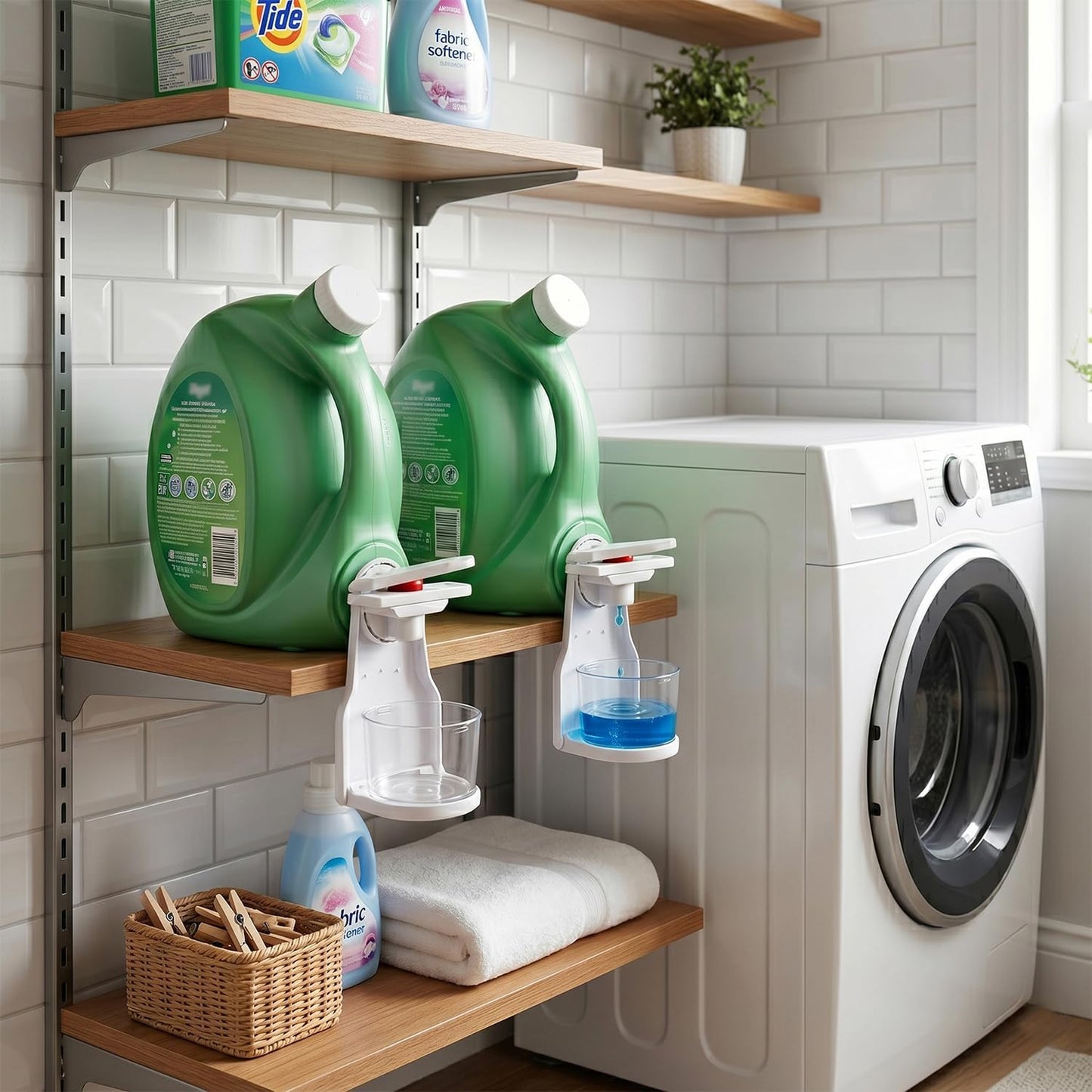 Laundry Detergent Dispenser Cup Holder, Laundry Soap Drip Catcher Tray, 1P | VOTLEVT Plastic laundry detergent drip catcher, Fabric Softener Cup Holder, Liquid laundry Soap holder stand for laundry room
