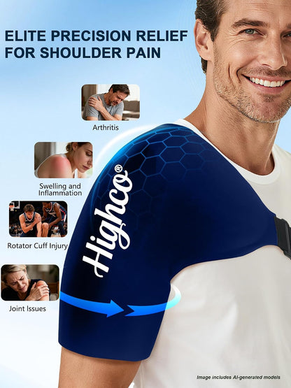 Shoulder Ice Pack Wrap for Rotator Cuff and Arm,Reusable Compression Cold Brace for Pain Relief & Muscle Relaxation,Tendonitis,Swelling,Discomfort After Surgery,Hot &Cold Therapy Ice Pack for Shoulder (Large-Black)