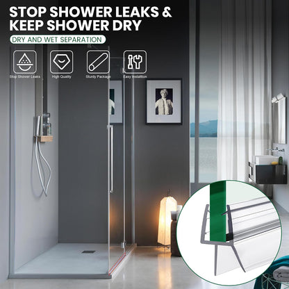 Bathroom Shower Glass Door Bottom Seal Strip, 2PCS 36 Inch Long Clear PVC Seal Strips for 5/16"(8mm) - 3/8"(10mm) Thick Framless Glass Door Panel