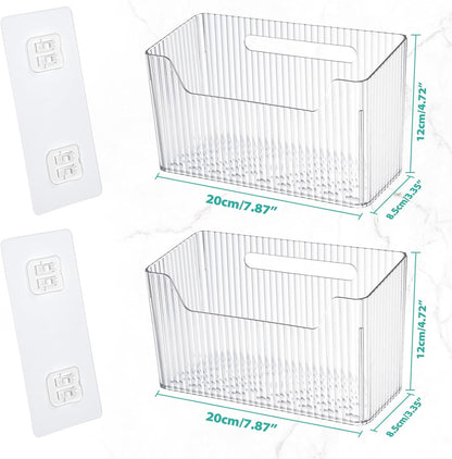 Sinnsally 2 Pack Cabinet Door Organizer,Self Adhesive Lid Organizers Inside Cabinet Storage Boxes,Hanging Storage Basket Organizer Wall Mounted Pantry Caddy Cup Holder for Kitchen,Fridge,Bathroom