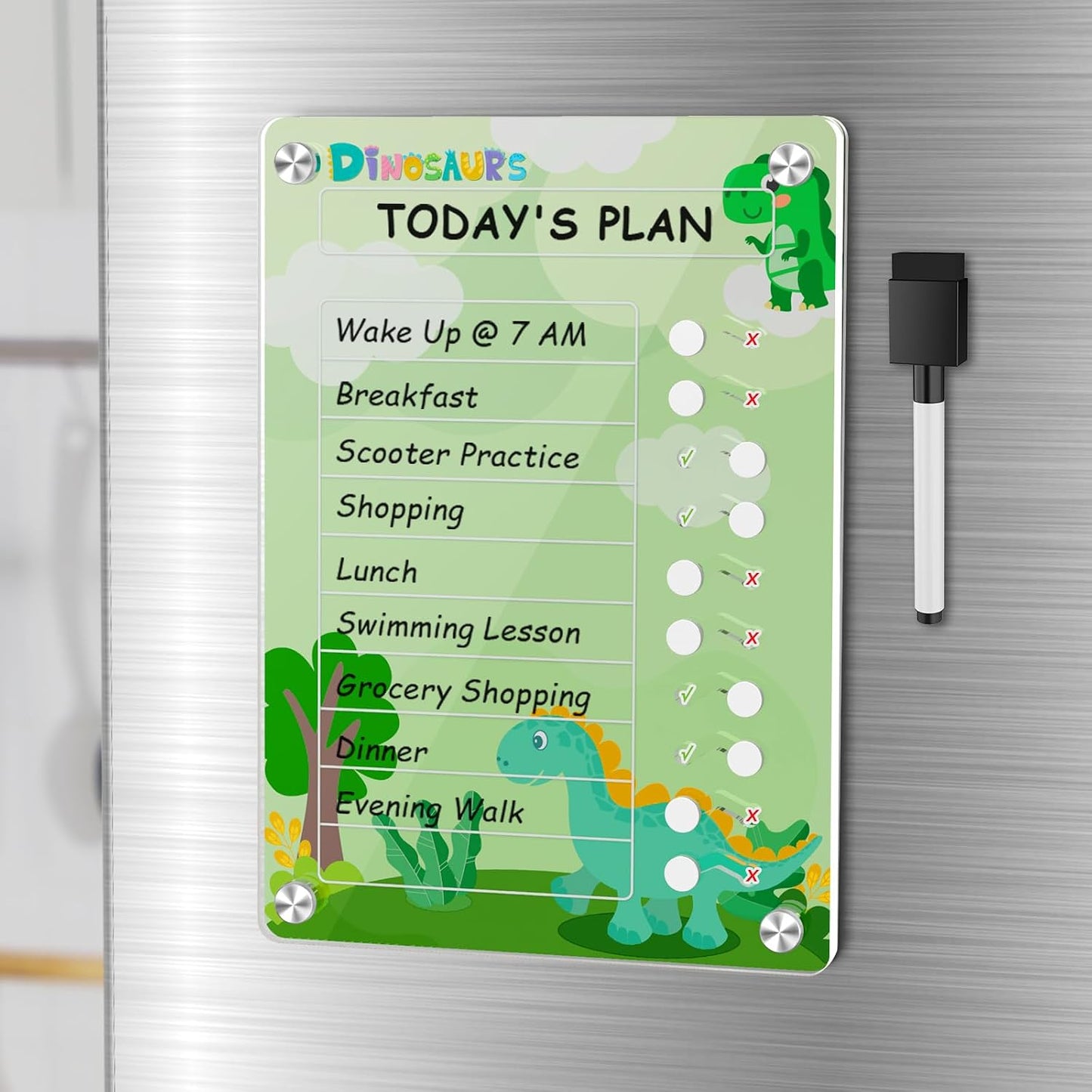 NiHome Chore Chart for Kids & Adults, Magnetic to Do List Board w/Stand | Acrylic Dry Erase Checklist & Routine Task Board, Fits Fridge Or Desk, 10 Sliders, ADHD Tools For Family Home Office School